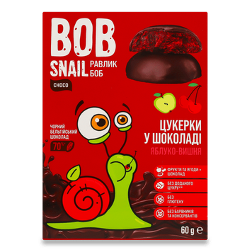 Цукерки Яблучно-Вишневі в чорному шоколаді | Bob Snail, 60г 1082O5010 фото