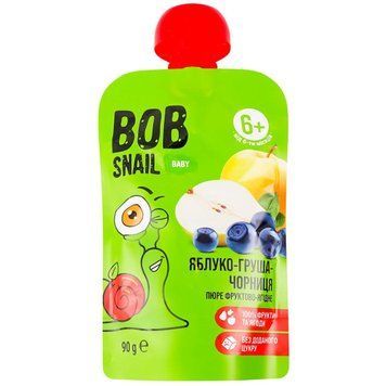 Пюре Яблуко-Груша-Чорниця | Bob Snail, 90г 1080G5056 фото